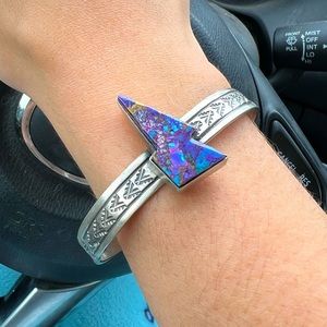 Native American Turquoise Bolt Cuff by R.E.